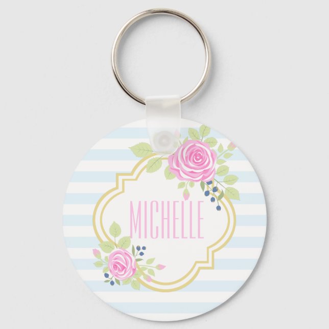 Monogram Finare Rosa ros Blueberry Keychain Nyckelring (Framsida)