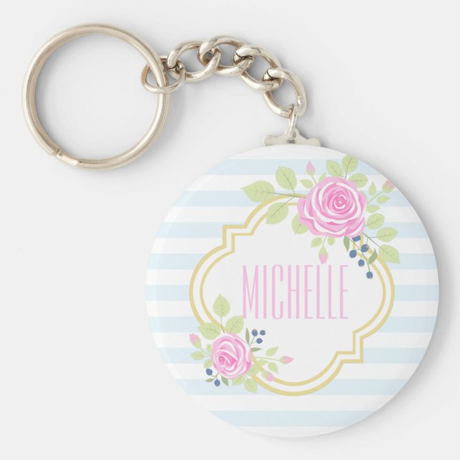 Monogram Finare Rosa ros Blueberry Keychain Nyckelring (Framsidan)