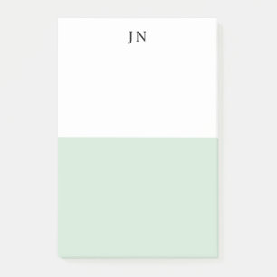 Monogram fint grönt pastell vitt färgblock post-it block