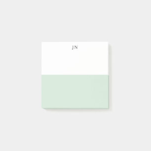 Monogram fint grönt pastell vitt färgblock post-it block