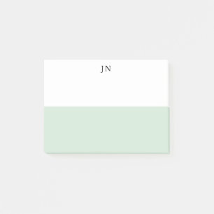 Monogram fint grönt pastell vitt färgblock post-it block