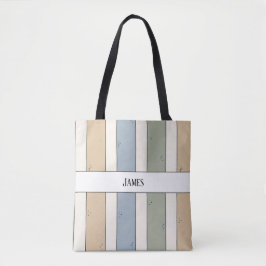 monogram fint randig totebag tygkasse