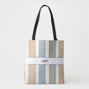 monogram fint randig totebag tygkasse