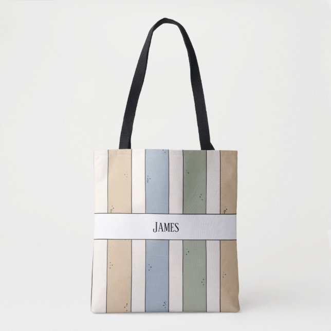 monogram fint randig totebag tygkasse (Framsida)