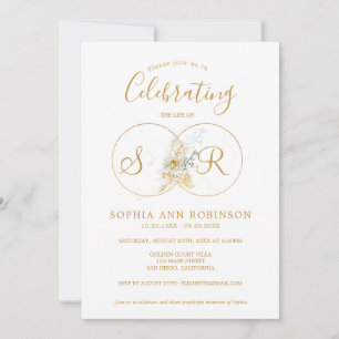 Monogram Firande i livets minnesbegravning Inbjudningar