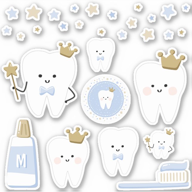 Monogram First Tooth Stickers Klistermärken (Framsida)