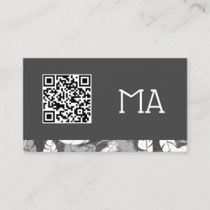 Monogram Fjädrar QR-kod Visitkort