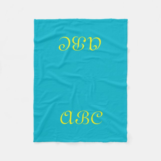 Monogram fleecefilt blå med guld (Framsidan)