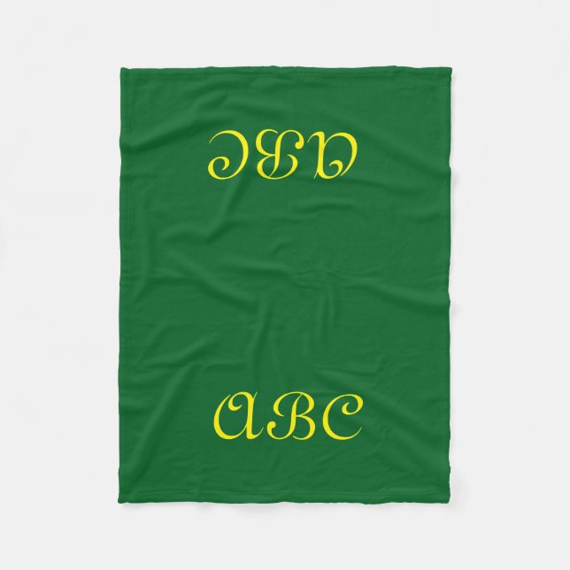 Monogram fleecefilt mörkgrön med guld (Framsidan)