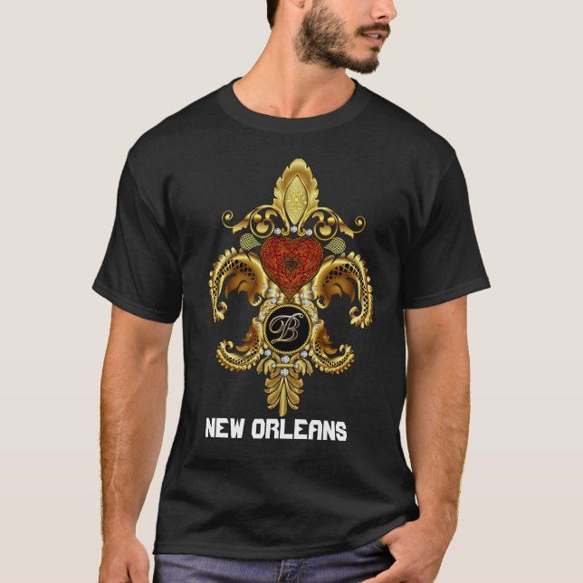 Monogram Fleur-de-lis Brev B-Plocka Din Stil Tröja (Framsida)
