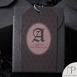 Monogram Fleur de Lis gotisk Presentetikett