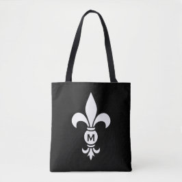 Monogram Fleur De Lis Modern Simple Black & White Tygkasse