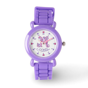 Monogram flickor bokstav M konst Matilda namn kloc Armbandsur