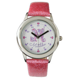 Monogram flickor bokstav M konst Matilda namn kloc Armbandsur