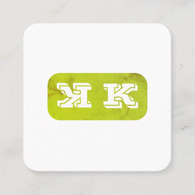 Monogram Flip (grön rustik) Fyrkantigt Visitkort (Framsida)