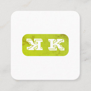 Monogram Flip (grönt rustic) Fyrkantigt Visitkort