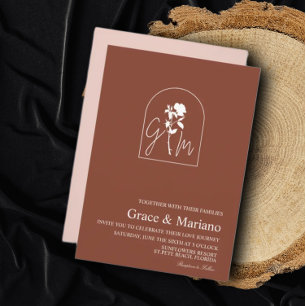 Monogram Floral Arch Logo Bohemian Wedding Inbjudningar