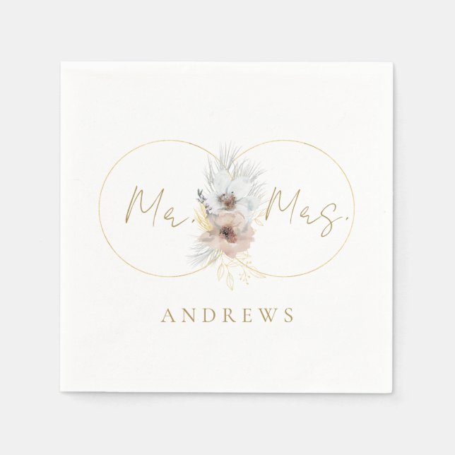 Monogram Floral Hochzeiten    Serviette Pappersservett (Framsidan)