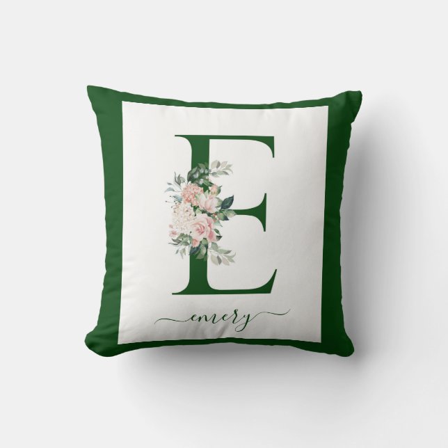 Monogram Floral Letter C Kudde (Framsida)