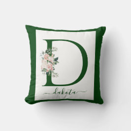 Monogram Floral Letter D Kudde