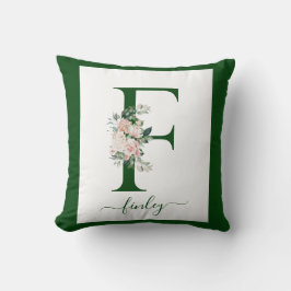 Monogram Floral Letter F Kudde