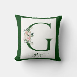 Monogram Floral Letter G Kudde