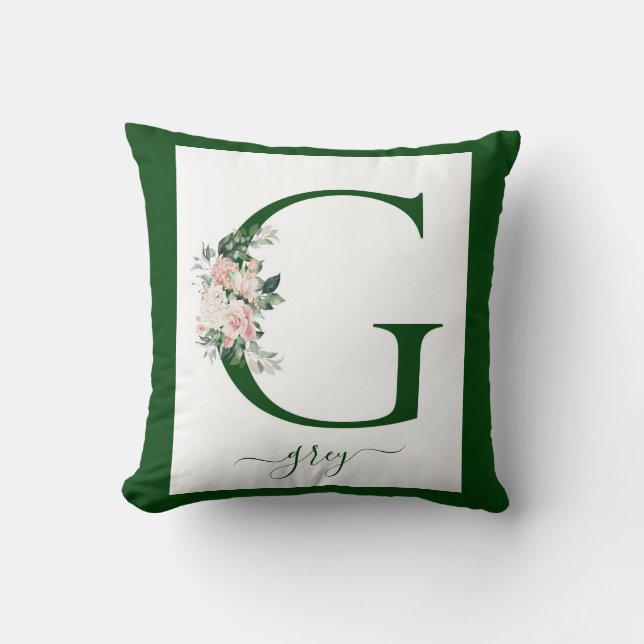 Monogram Floral Letter G Kudde (Framsida)