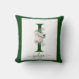 Monogram Floral Letter I Kudde