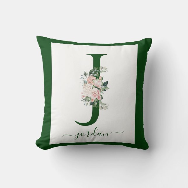 Monogram Floral Letter J Kudde (Framsida)