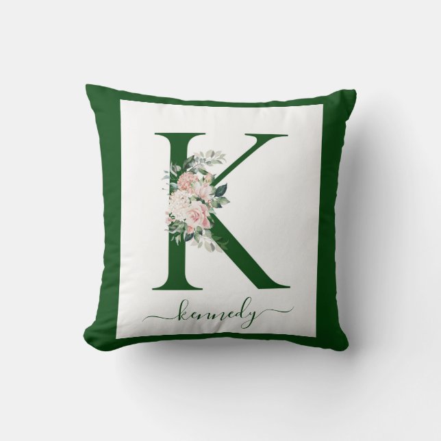 Monogram Floral Letter K Kudde (Framsida)