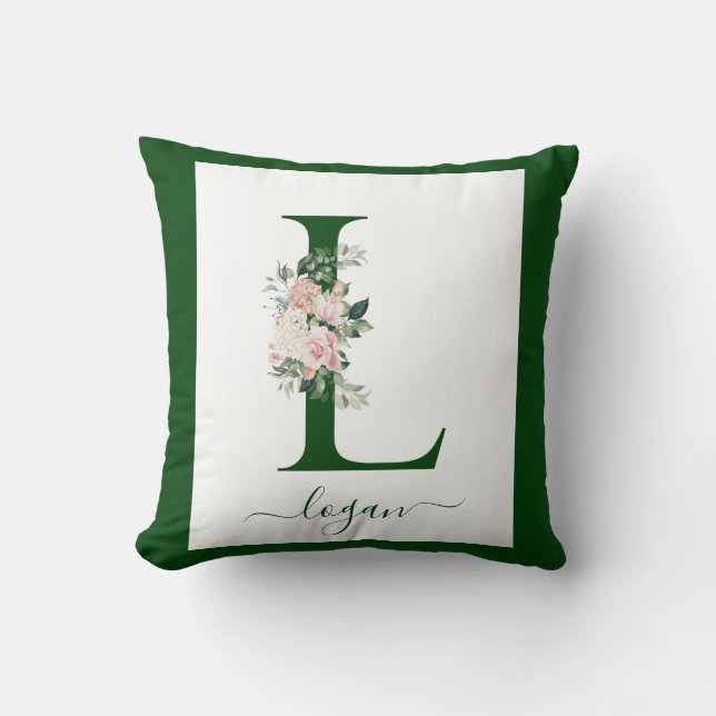 Monogram Floral Letter L Kudde (Framsida)