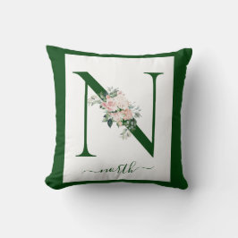 Monogram Floral Letter N Kudde