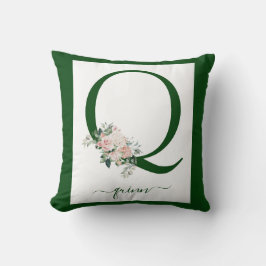 Monogram Floral Letter Q Kudde