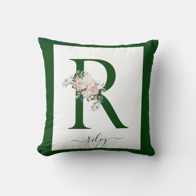 Monogram Floral Letter R Kudde (Framsida)