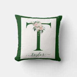 Monogram Floral Letter T Kudde