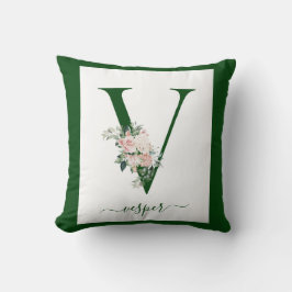 Monogram Floral Letter V Kudde