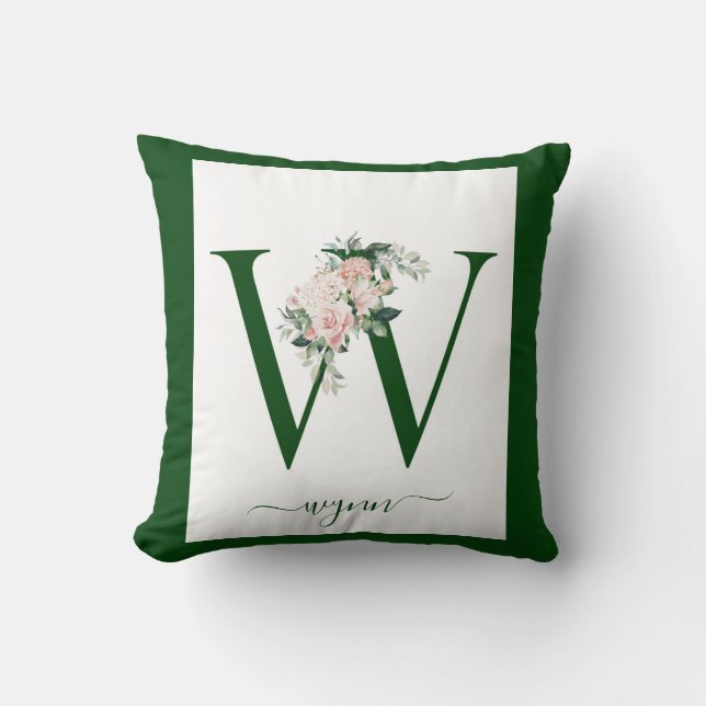 Monogram Floral Letter W Kudde (Framsida)