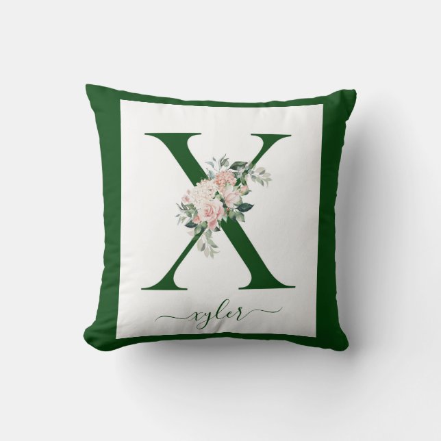 Monogram Floral Letter X Kudde (Framsida)