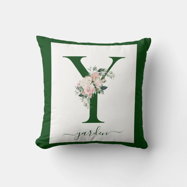 Monogram Floral Letter Y Kudde (Framsida)