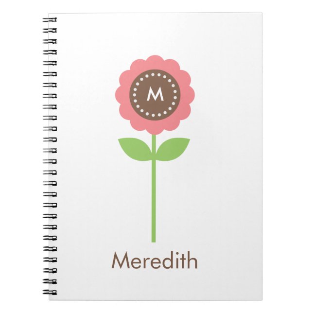 Monogram Flower Personlig bärbar dator Anteckningsbok (Framsidan)