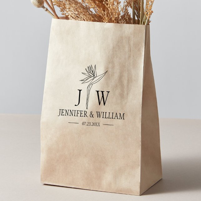 Monogram Flower Personligt bröllp Bag Stämpel (Skapare uppladdad)