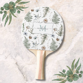 Monogram Flowers and Fern Lövs Blommigt Botanical Pingisracket