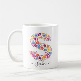 Monogram Flowers Anpassningsbar Text - Blommigt Br Kaffemugg