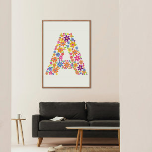 Monogram Flowers Blommigt Brev A Poster