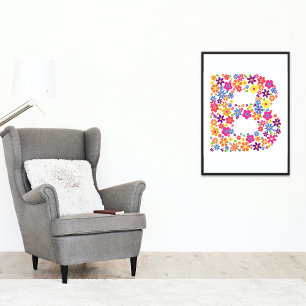 Monogram Flowers Blommigt Brev B Poster