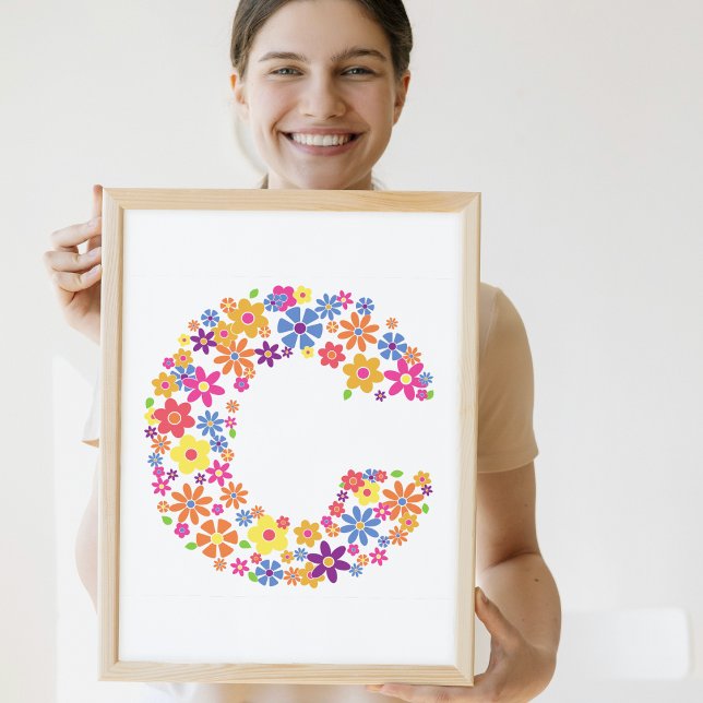 Monogram Flowers Blommigt Brev C Poster (Skapare uppladdad)