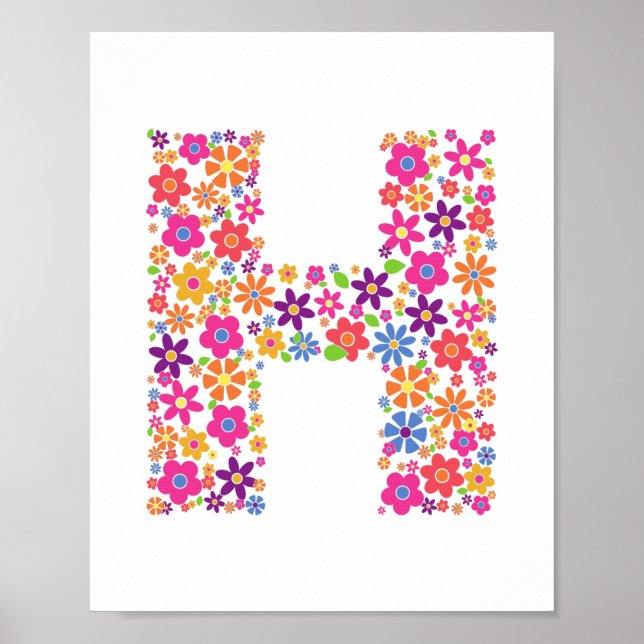 Monogram Flowers Blommigt Brev H Poster (Framsidan)