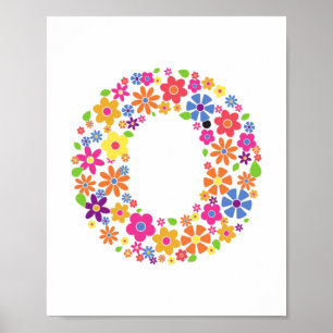 Monogram Flowers Blommigt Brev O Poster