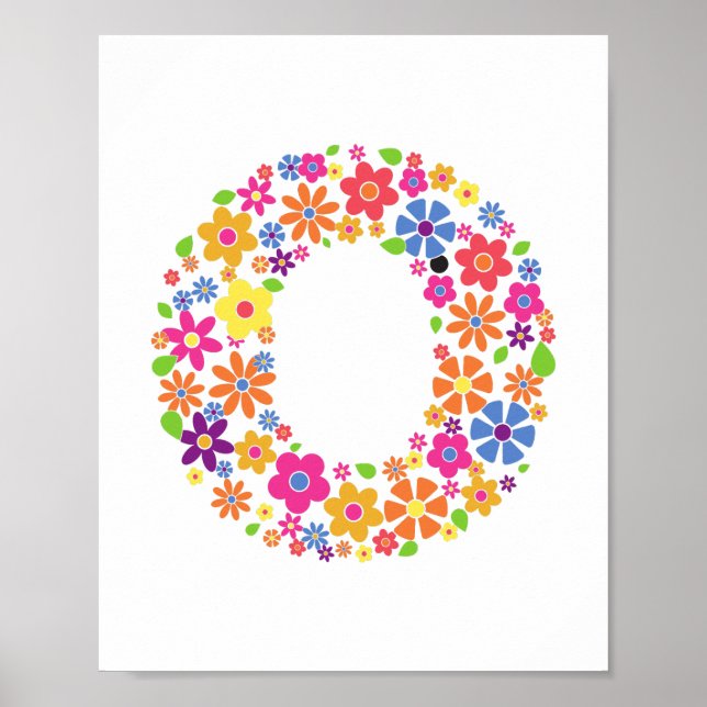 Monogram Flowers Blommigt Brev O Poster (Framsidan)