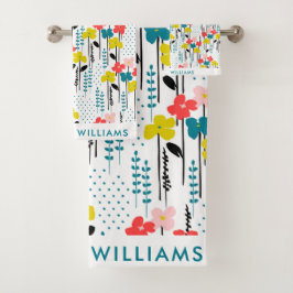 Monogram Flowers Elegant Snyggt Bath Towel Set